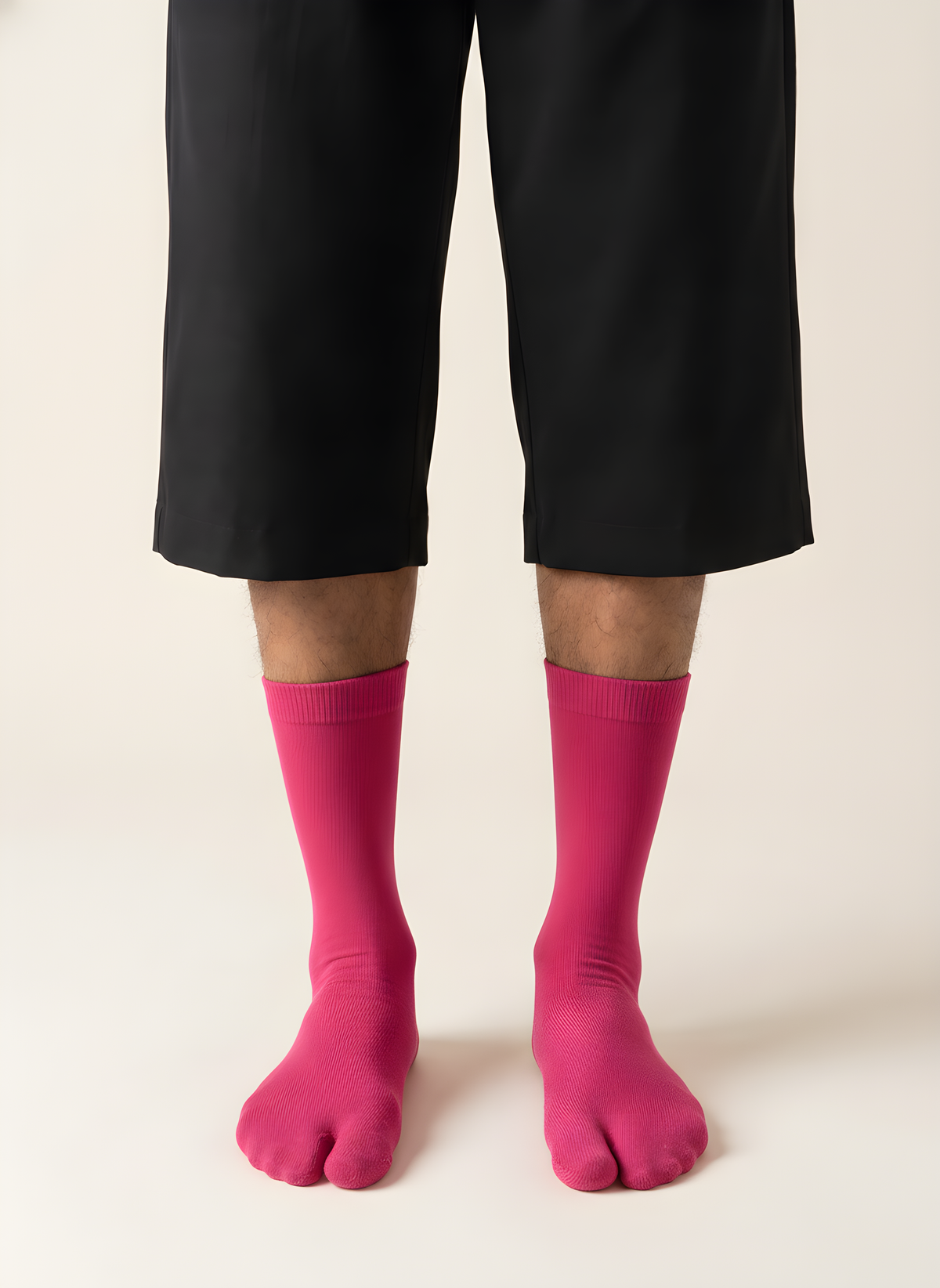 Cotton Split-Toe Tabi Socks in Pink, on model