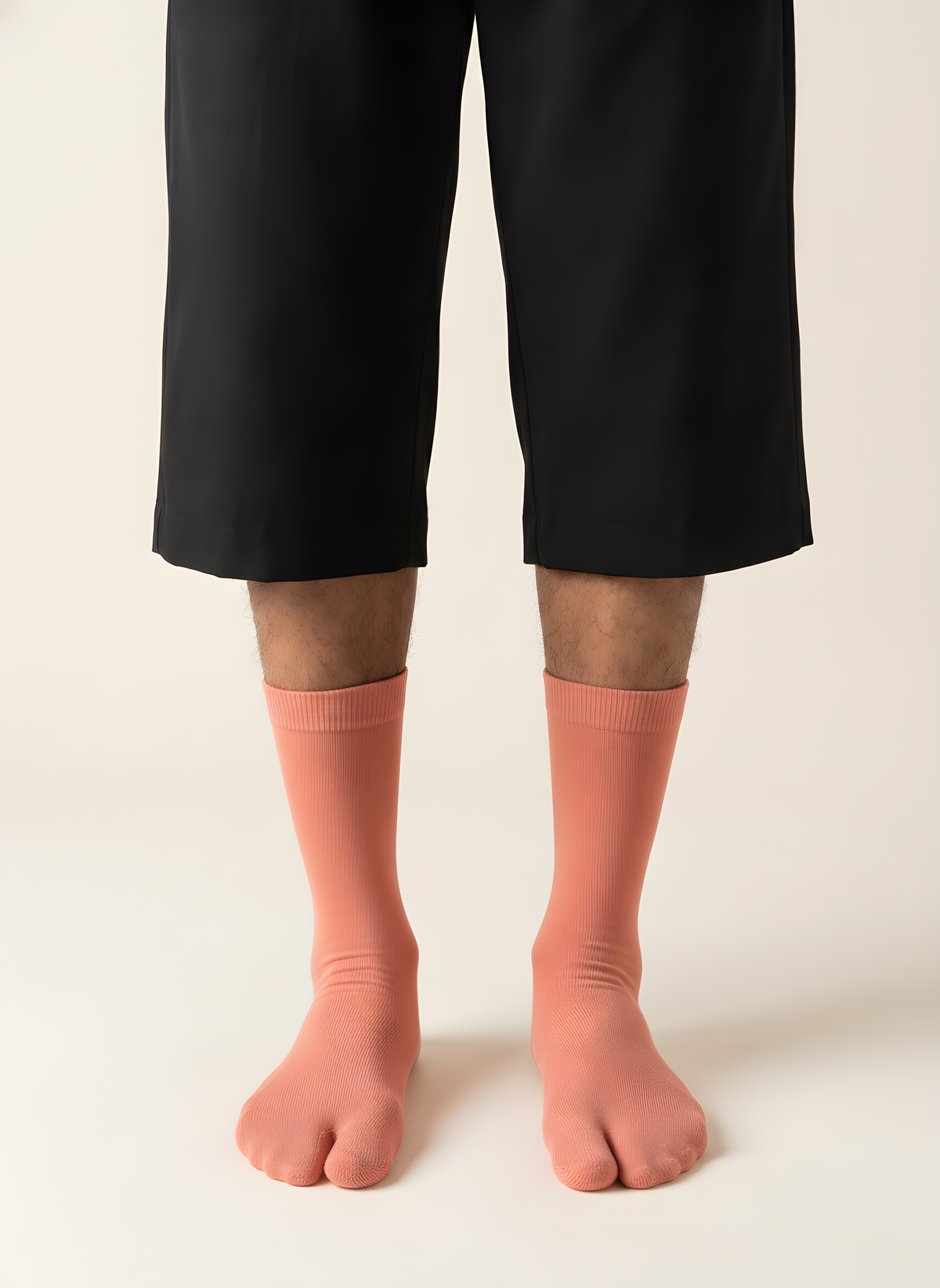 Cotton Split-Toe Tabi Socks in Coral, on model