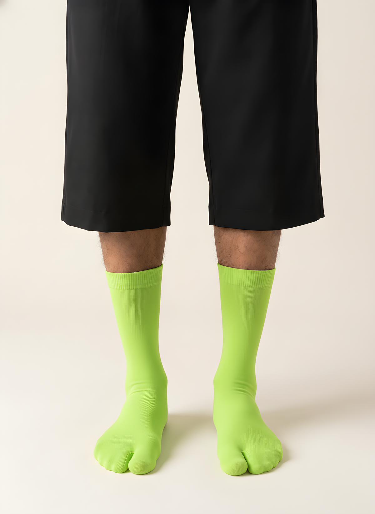 Cotton Split-Toe Tabi Socks in Lime, on model
