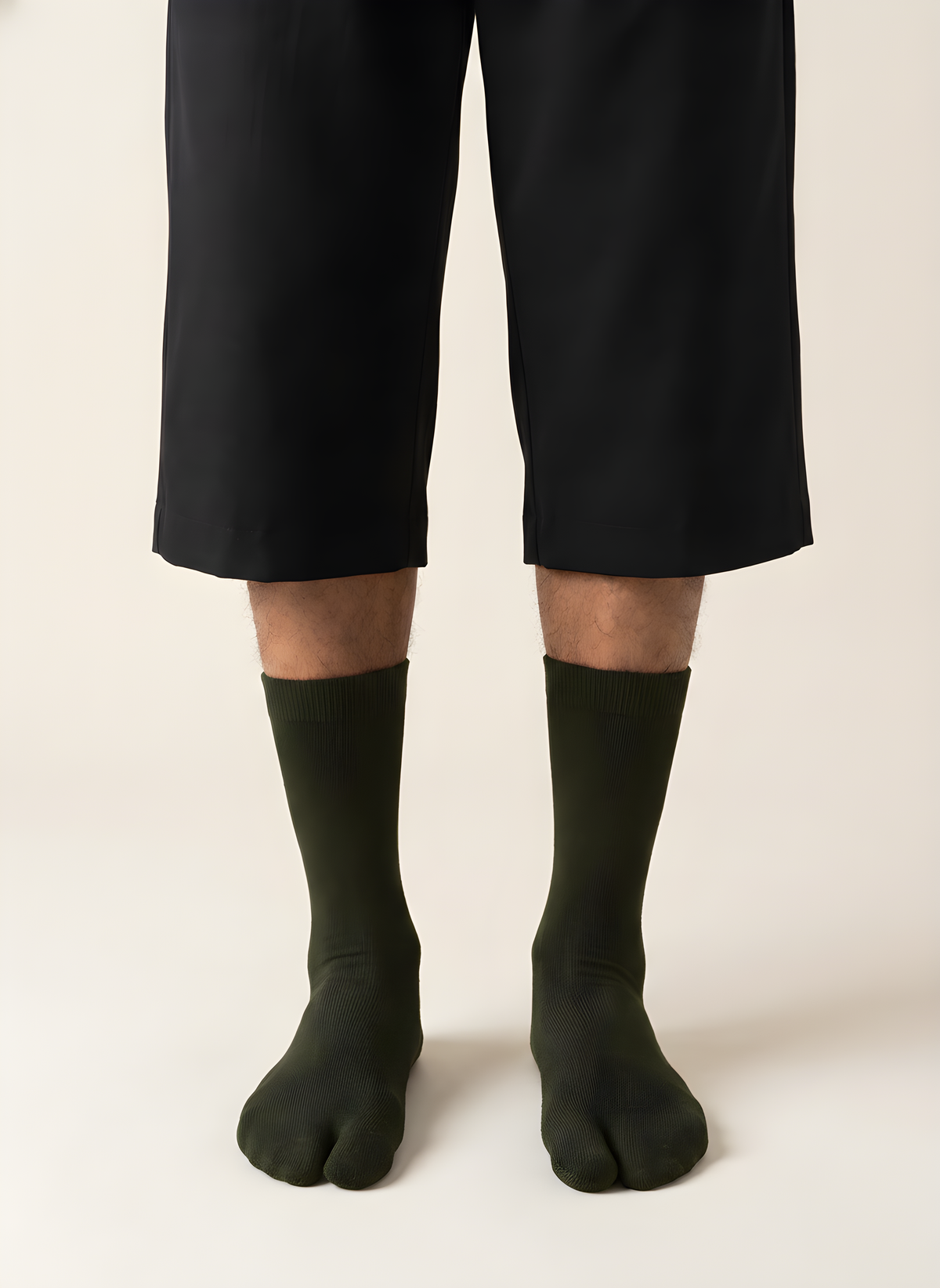 Cotton Split-Toe Tabi Socks in Olive, on model
