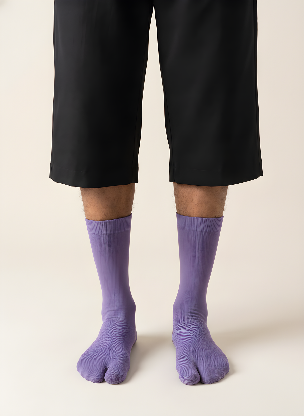 Cotton Split-Toe Tabi Socks in Purple, on model