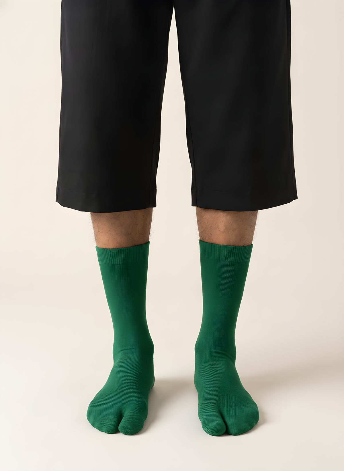 Cotton Split-Toe Tabi Socks in Green, on model