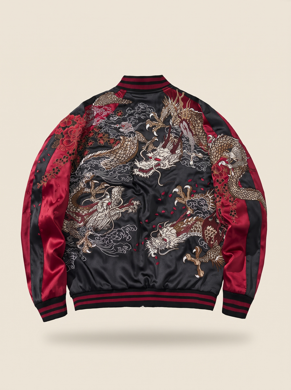 Reversible Yokosuka Dragon Jacket in Red, product photo of the back