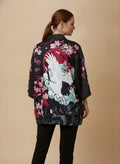 Crane & Cherry Blossom Haori Kimono Cardigan, back view on model