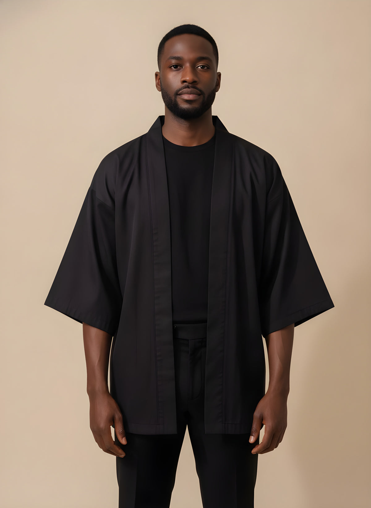 Mount Fuji Sunset Haori Kimono Cardigan, front view on model