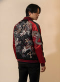 Reversible Yokosuka Dragon Jacket in Red, back view on model