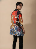 Tiger Print Haori Kimono Cardigan, back view on model