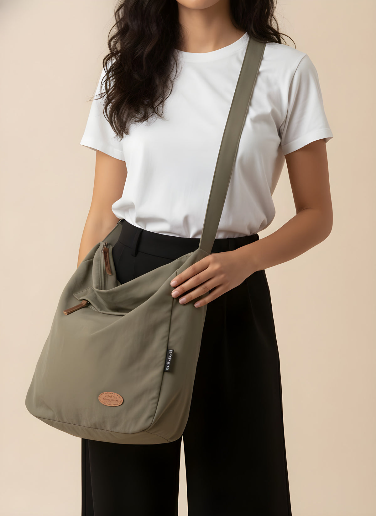 Large Japanese-Style Shoulder Bag, canvas detail