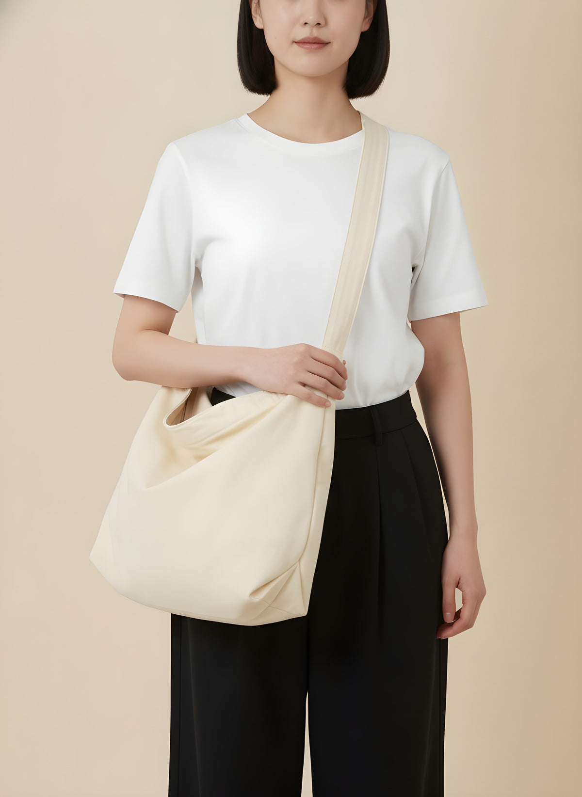 Japanese-Style Canvas Crossbody Bag, canvas detail
