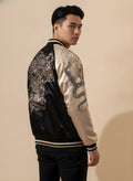 Classic Dragon Sukajan Jacket in Beige, back view on model